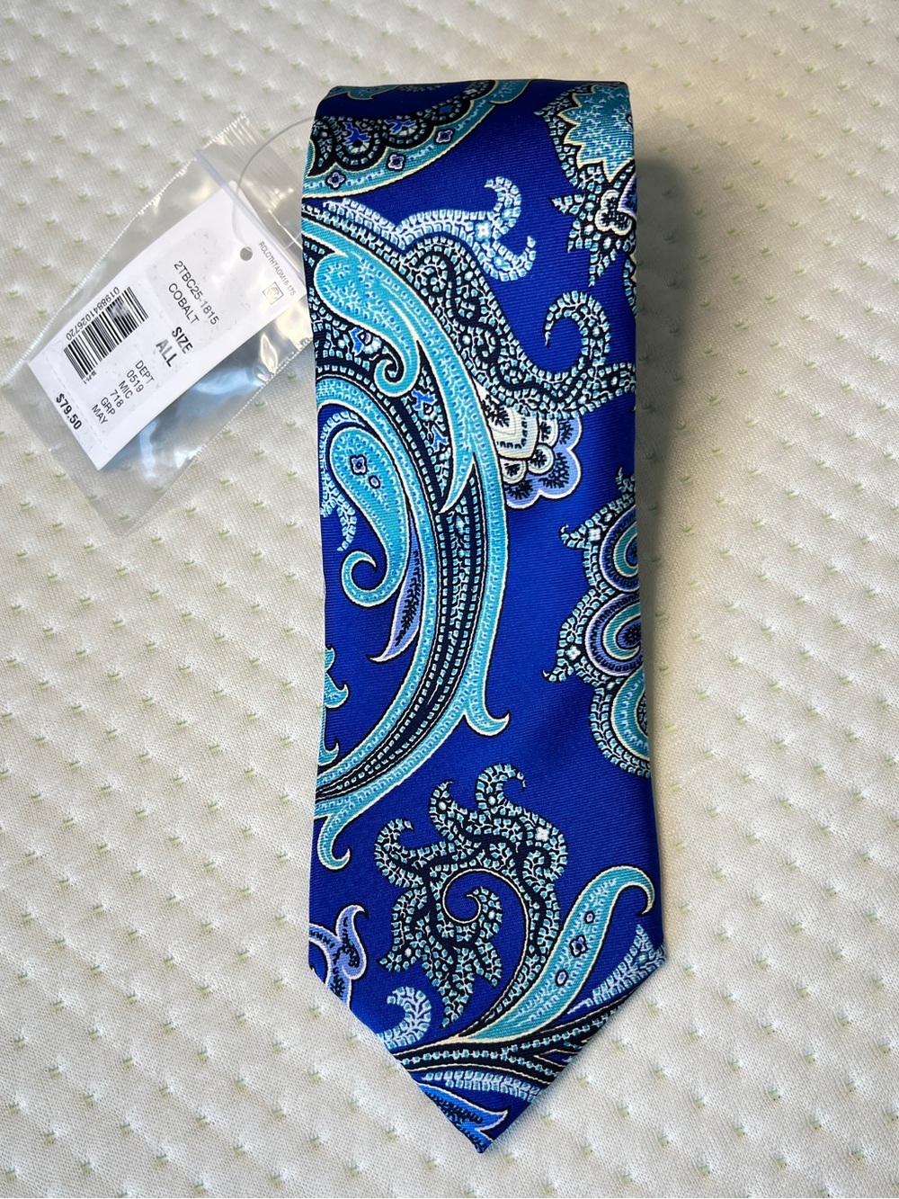 TED BAKER Men's Tie 100% Silk Cobalt Blue Paisley Made in Italy Luxury NEW